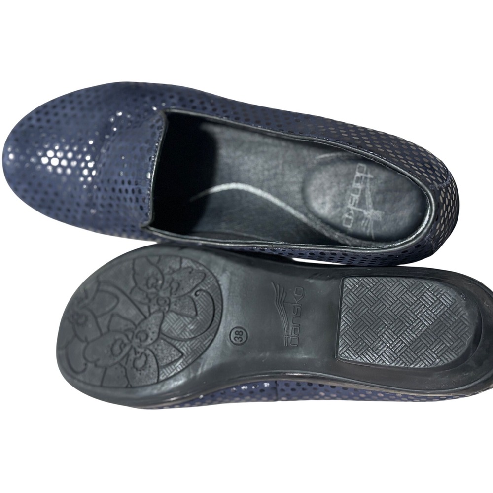 Dansko Navy Blue Metallic Polka Dot Slip On Loafers‎ Flats Size 38 - Picture 6 of 7